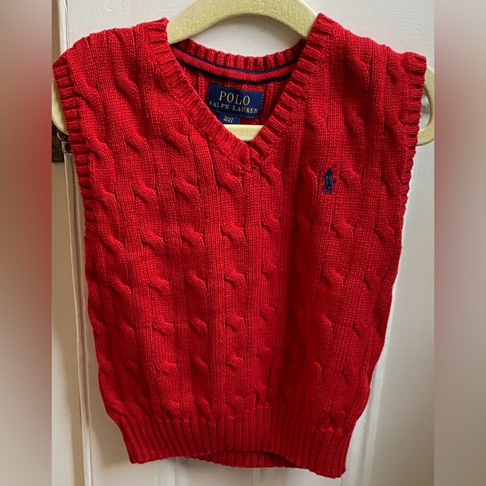Polo by Ralph Lauren Red Cable Knit Kids Vest